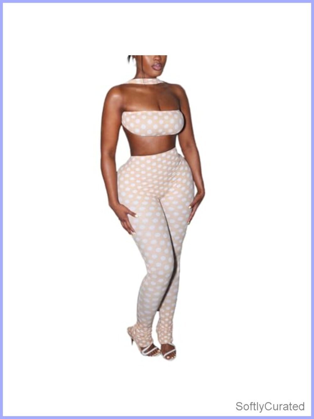 Sleeveless Polka Dot Top & Stretchy Pants Set Y2K Going Out Party Club